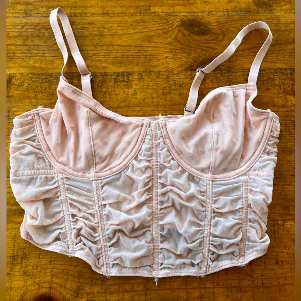 Gilly Hicks lt. pink heart patterned corset bralette